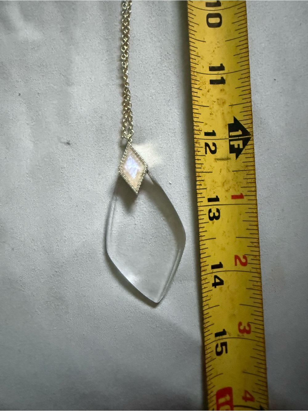 Gold Tone Chain Necklace with Clear MAGNIFYING Marquise Pendant - Picture 4 of 5